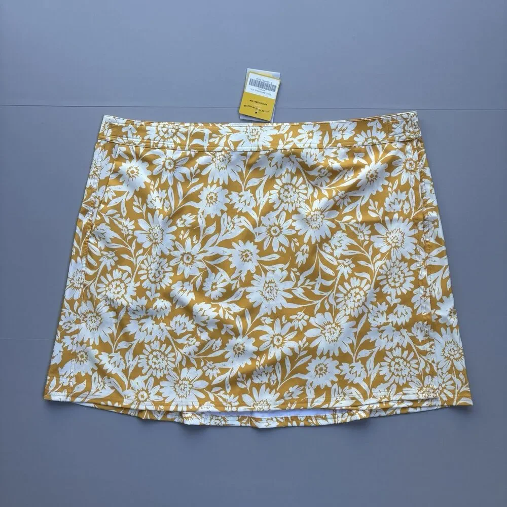 Rip Skirt Hawaii Womens XXL Yellow Floral Saffron Sun Wrap Beach Tropical NEW